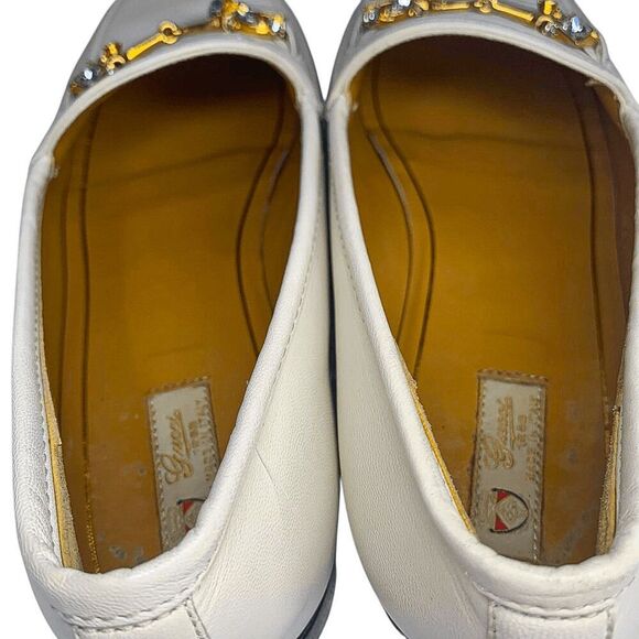 Gucci Jordaan Horsebit Loafers EU 36 US 6 White Leather Flat Slip On Shoes - Picture 11 of 16